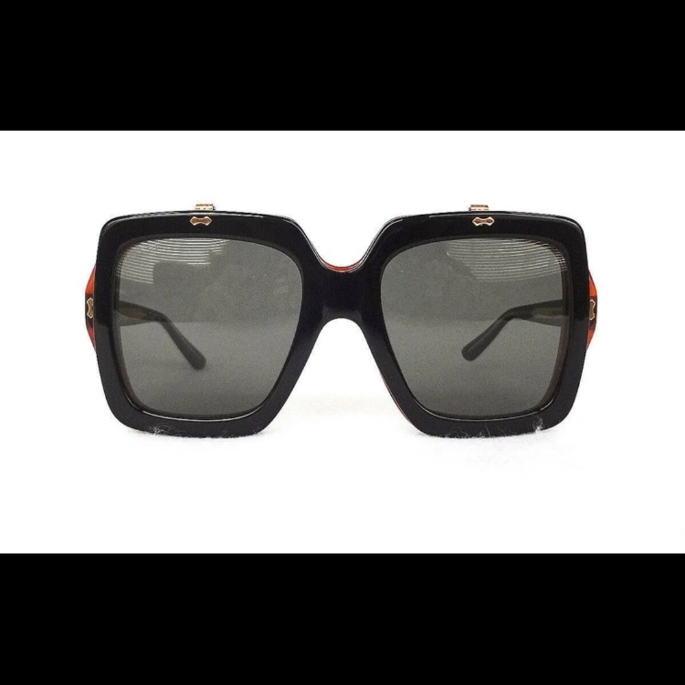 GUCCI AUTHENTIC 0088 Black Havana Brown Flip Retro Square Sunglasses GG0088S 002